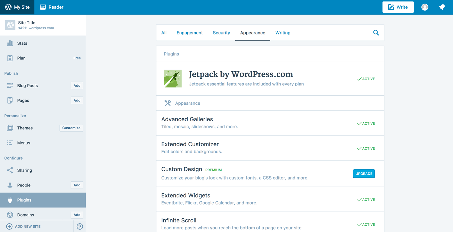 WordPress.com options